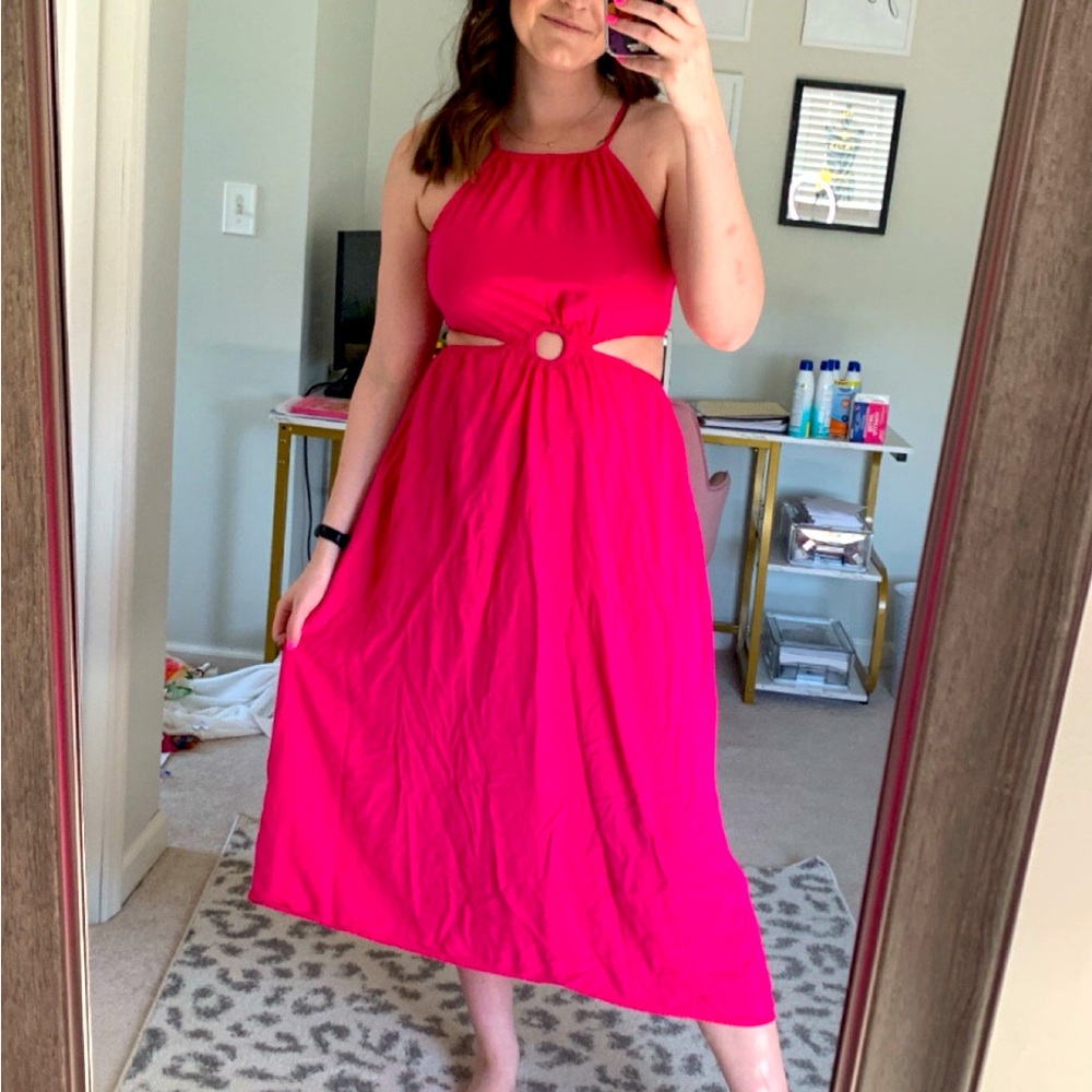 Pink Halter Dress with Cutouts